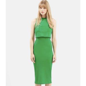 Topshop - Green Cutout Cutout Midi Dress - Size Sm